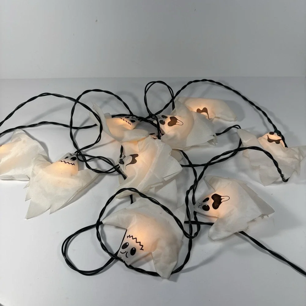 Halloween Ghost Fabric Cover String Lights 12ft Spooky Party Decor